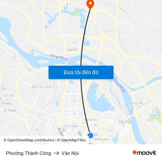 Phường Thành Công to Vân Nội map