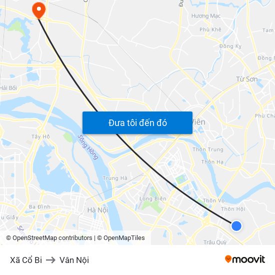 Xã Cổ Bi to Vân Nội map