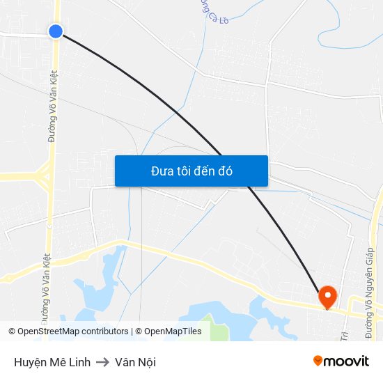 Huyện Mê Linh to Vân Nội map