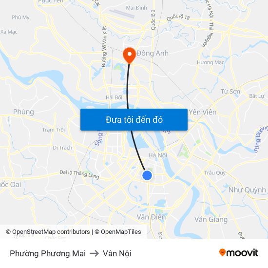 Phường Phương Mai to Vân Nội map