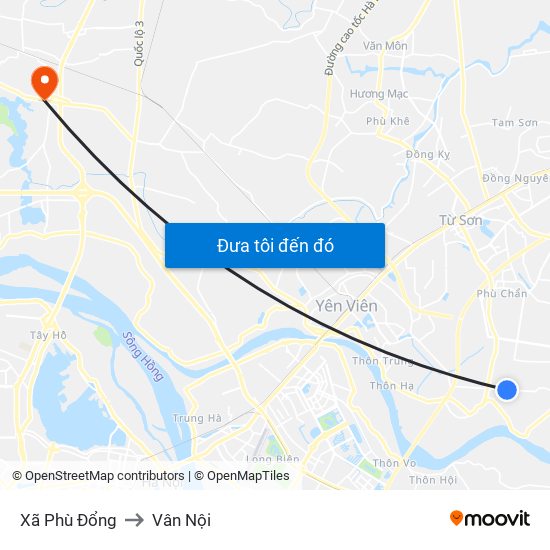 Xã Phù Đổng to Vân Nội map