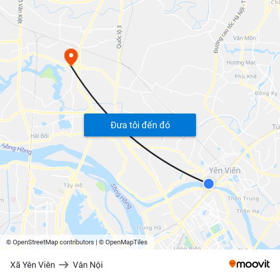 Xã Yên Viên to Vân Nội map