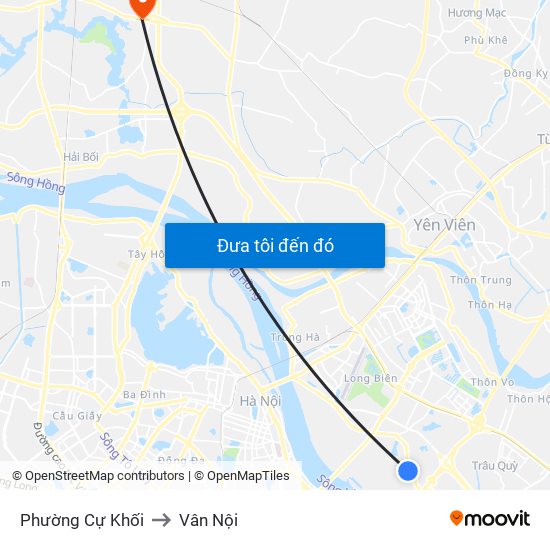 Phường Cự Khối to Vân Nội map