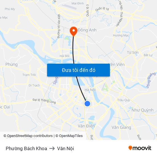 Phường Bách Khoa to Vân Nội map