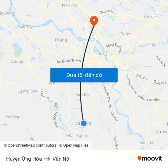 Huyện Ứng Hòa to Vân Nội map