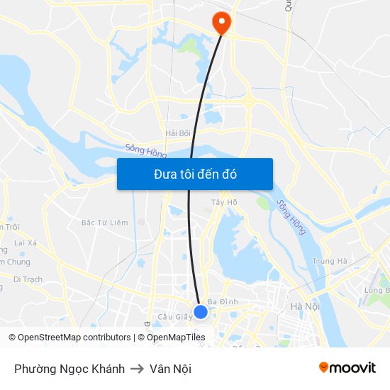 Phường Ngọc Khánh to Vân Nội map