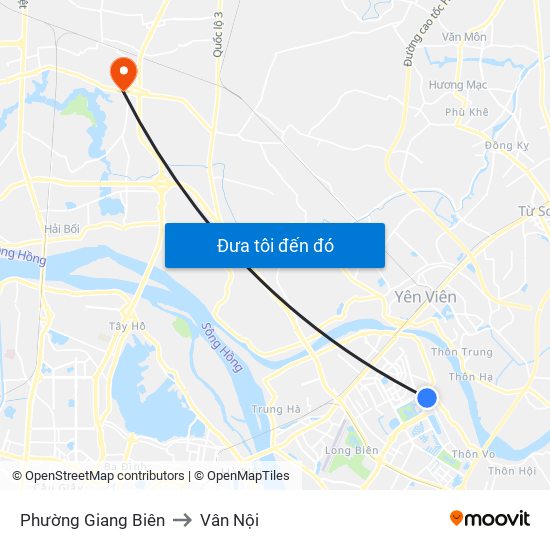 Phường Giang Biên to Vân Nội map