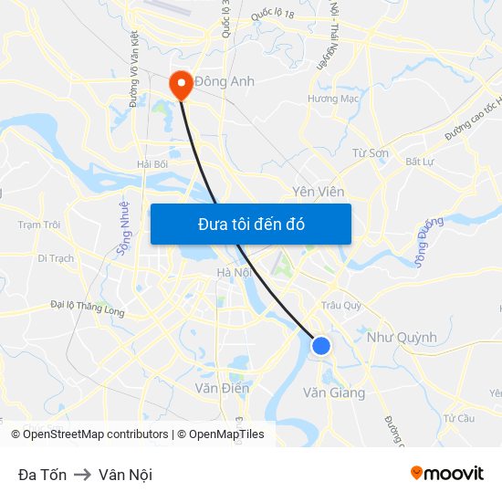 Đa Tốn to Vân Nội map