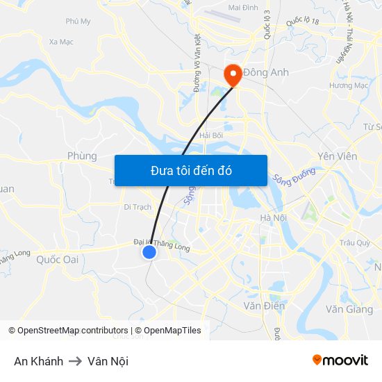 An Khánh to Vân Nội map