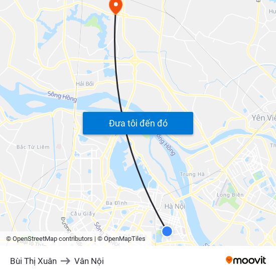 Bùi Thị Xuân to Vân Nội map