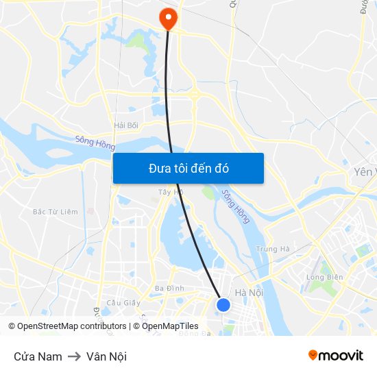 Cửa Nam to Vân Nội map