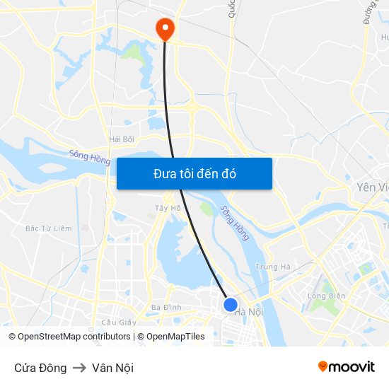 Cửa Đông to Vân Nội map