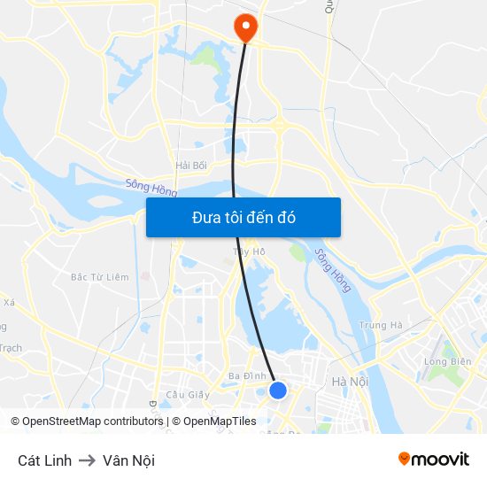 Cát Linh to Vân Nội map