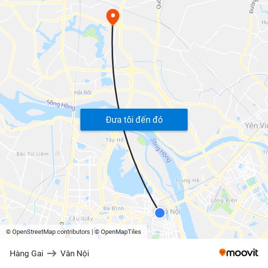 Hàng Gai to Vân Nội map