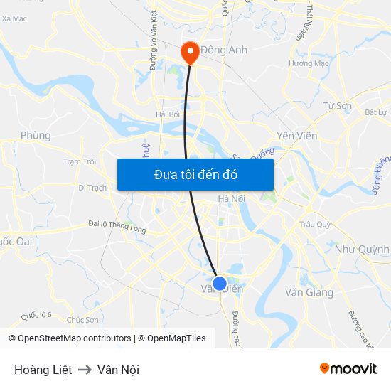 Hoàng Liệt to Vân Nội map