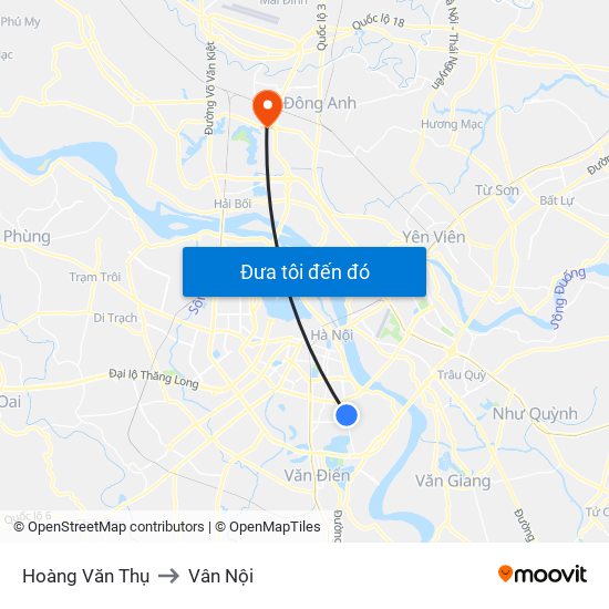 Hoàng Văn Thụ to Vân Nội map