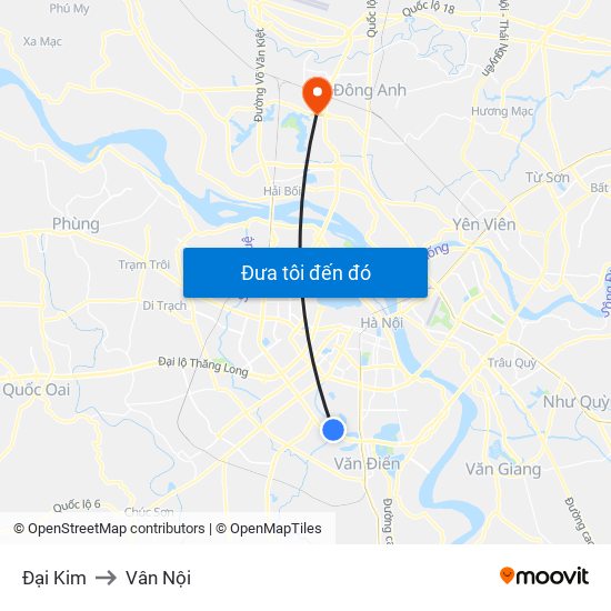 Đại Kim to Vân Nội map