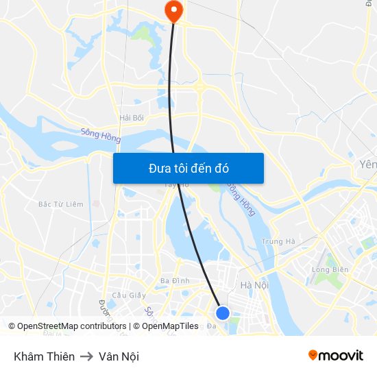 Khâm Thiên to Vân Nội map