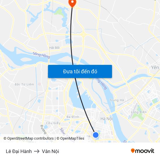 Lê Đại Hành to Vân Nội map