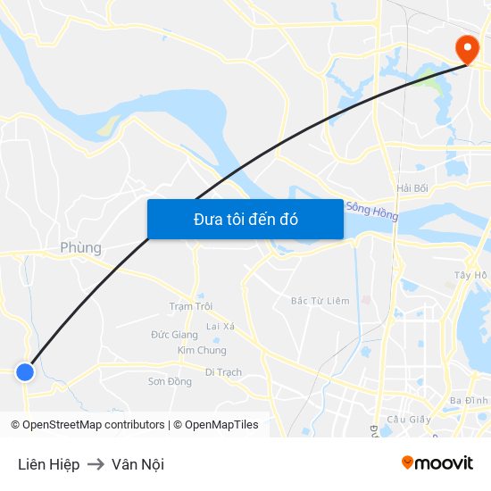 Liên Hiệp to Vân Nội map