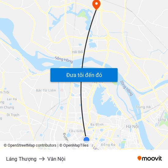 Láng Thượng to Vân Nội map