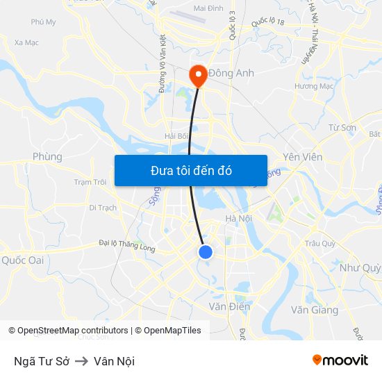 Ngã Tư Sở to Vân Nội map