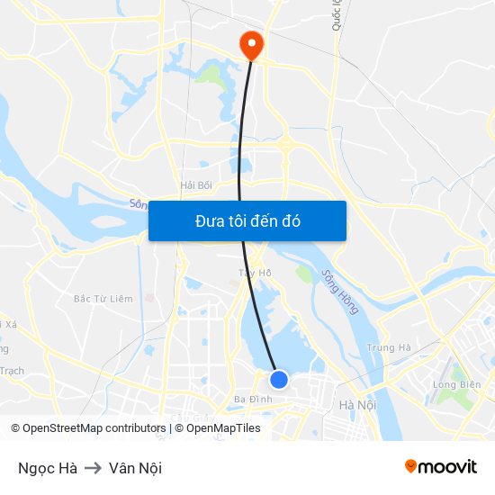 Ngọc Hà to Vân Nội map