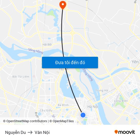 Nguyễn Du to Vân Nội map