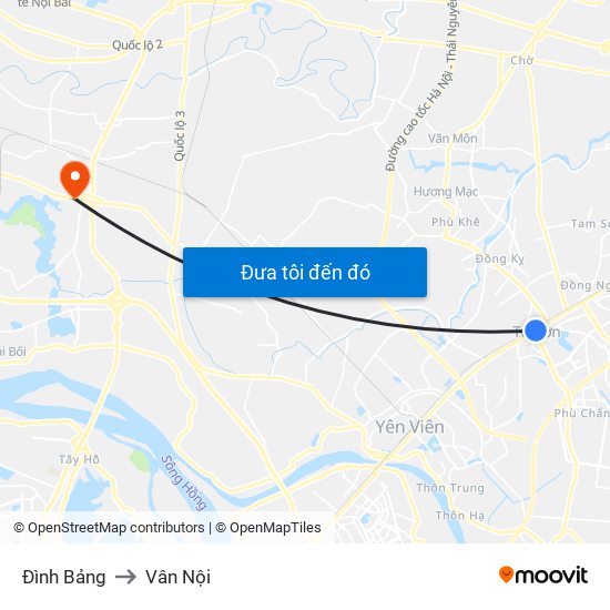 Đình Bảng to Vân Nội map