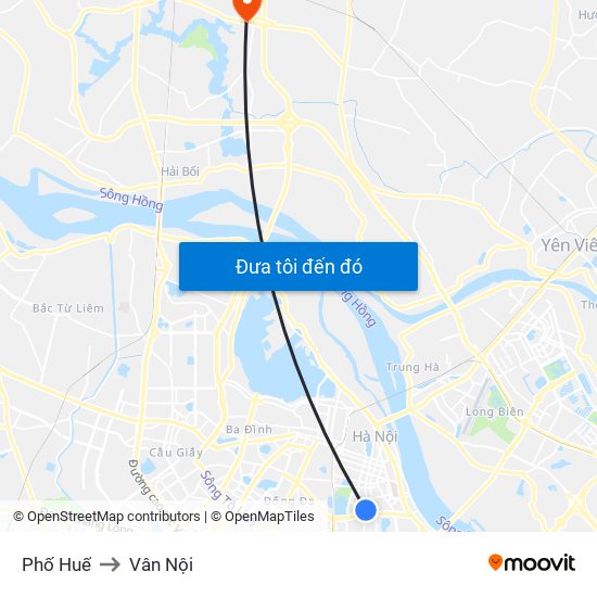 Phố Huế to Vân Nội map