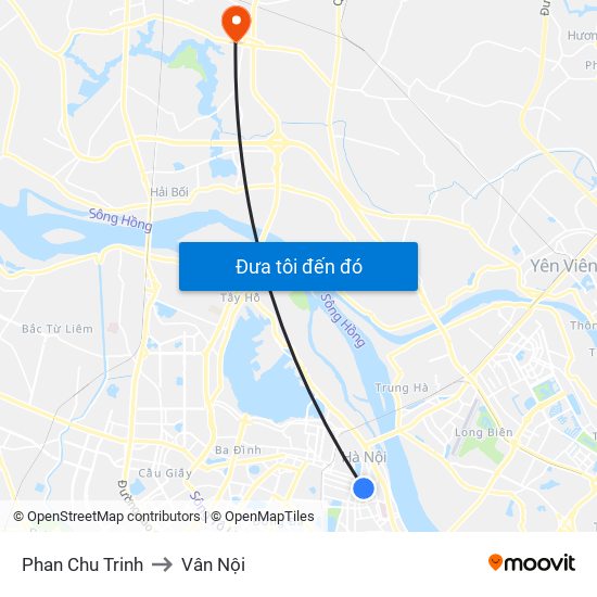 Phan Chu Trinh to Vân Nội map