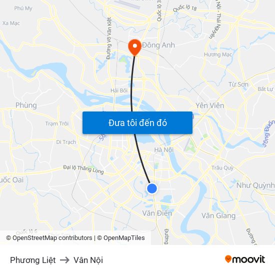 Phương Liệt to Vân Nội map