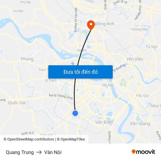 Quang Trung to Vân Nội map