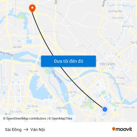 Sài Đồng to Vân Nội map