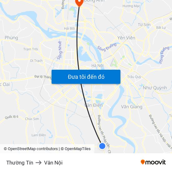 Thường Tín to Vân Nội map
