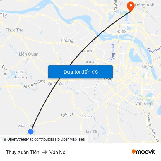 Thủy Xuân Tiên to Vân Nội map