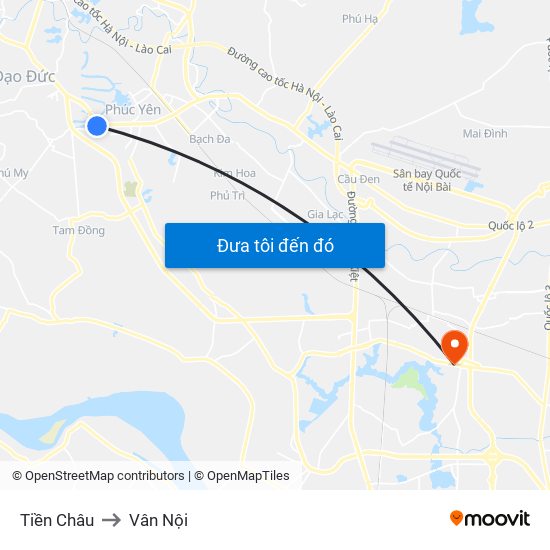 Tiền Châu to Vân Nội map