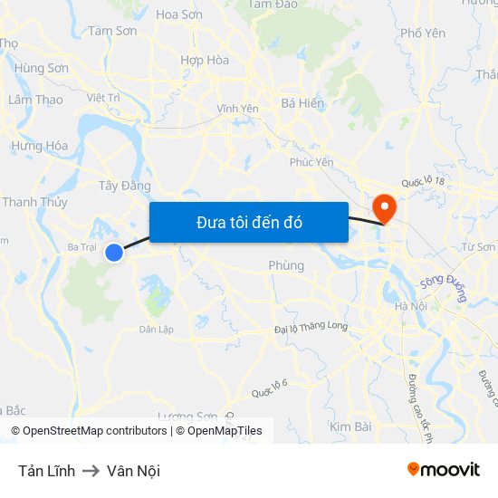 Tản Lĩnh to Vân Nội map