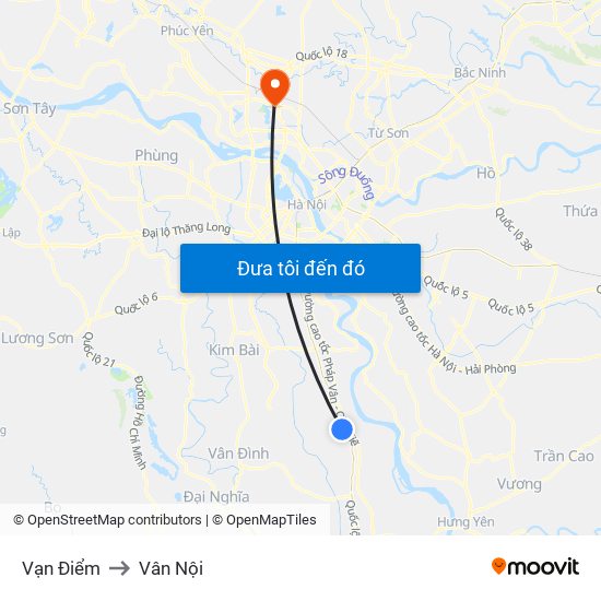 Vạn Điểm to Vân Nội map