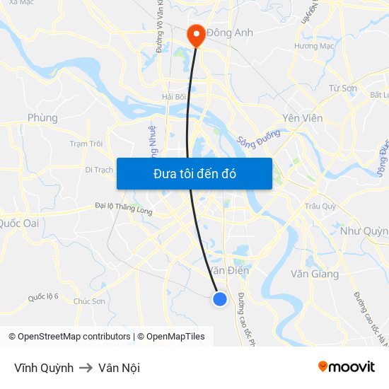 Vĩnh Quỳnh to Vân Nội map