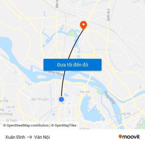 Xuân Đỉnh to Vân Nội map