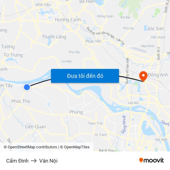 Cẩm Đình to Vân Nội map