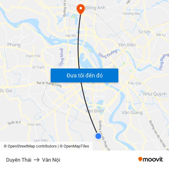 Duyên Thái to Vân Nội map