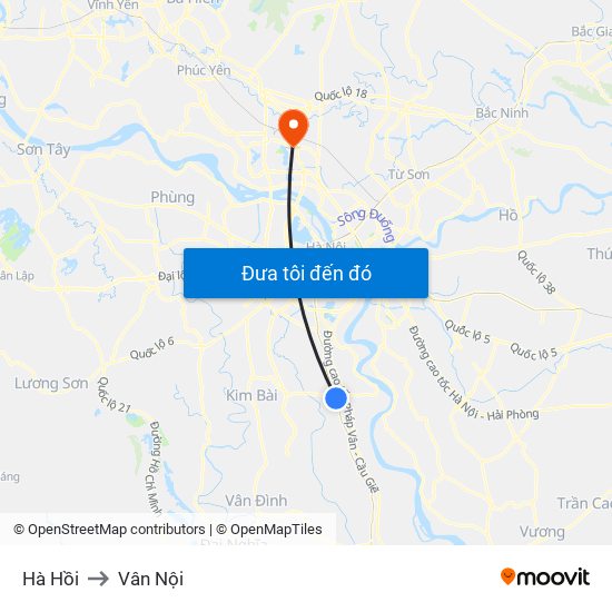 Hà Hồi to Vân Nội map