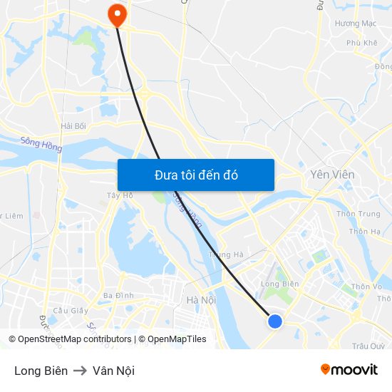 Long Biên to Vân Nội map