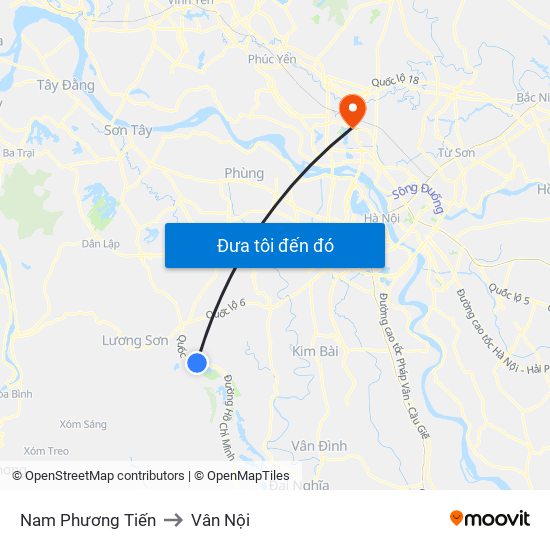 Nam Phương Tiến to Vân Nội map