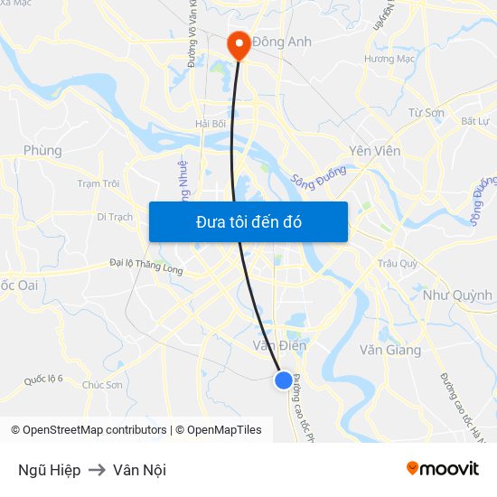 Ngũ Hiệp to Vân Nội map