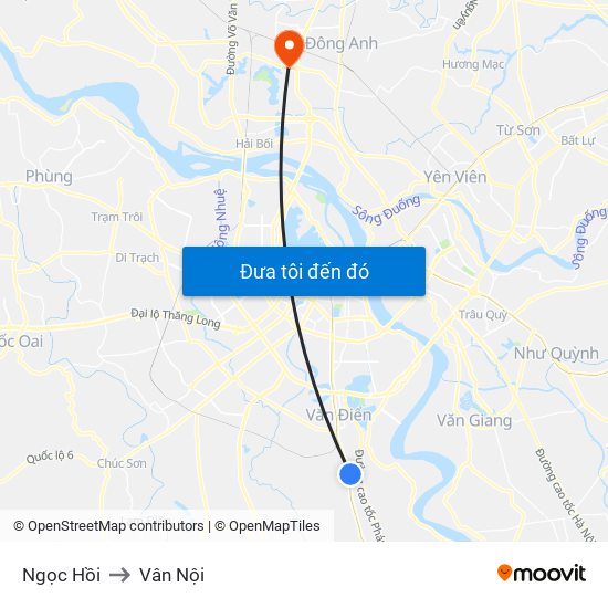 Ngọc Hồi to Vân Nội map