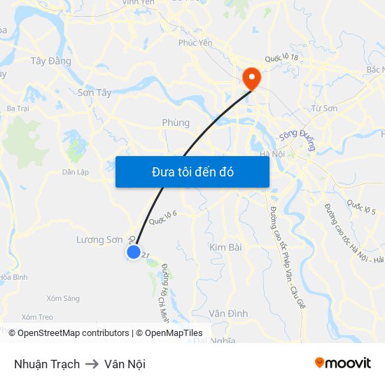 Nhuận Trạch to Vân Nội map