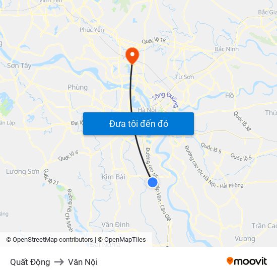 Quất Động to Vân Nội map